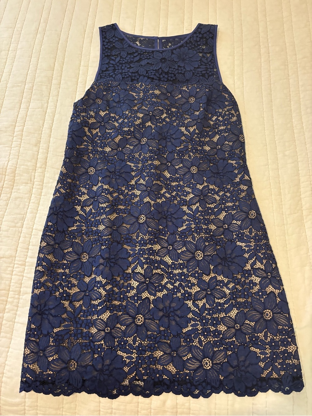 Trina Turk Sleeveless Navy Floral Lace Shift Dress